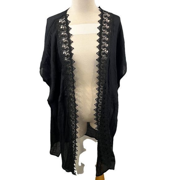 NWOT MELROSE & MARKET Black Lace Detailed Open Cardigan (O/S) - Picture 7 of 7